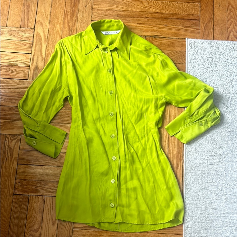 Zara Lime Green Collared Shirt